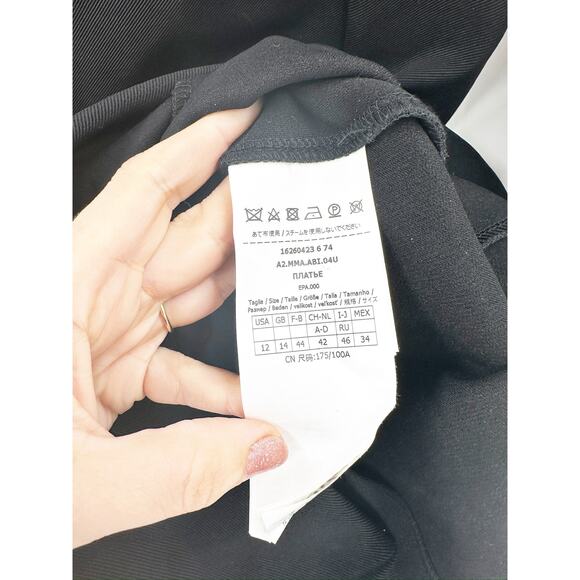 Max Mara Black Onore Long Sleeve Jersey Midi Dress Size 12 - Picture 8 of 10